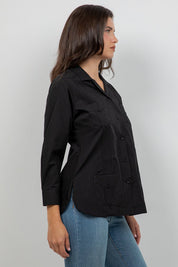 Camisa Guayabera Tradicional Mojito para Mujer, Mezcla de Algodón, Diseño de 4 Bolsillos, Manga Corta