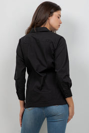 Camisa Guayabera Tradicional Mojito para Mujer, Mezcla de Algodón, Diseño de 4 Bolsillos, Manga Corta