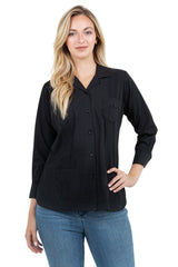 Women's Cotton Blend 3/4 Sleeve Guayabera 4-Pocket Design
