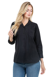 Mojito Women's Cotton Blend Long Sleeve Guayabera 4-Pocket Design