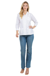 Mojito Women's Cotton Blend Long Sleeve Guayabera 4-Pocket Design