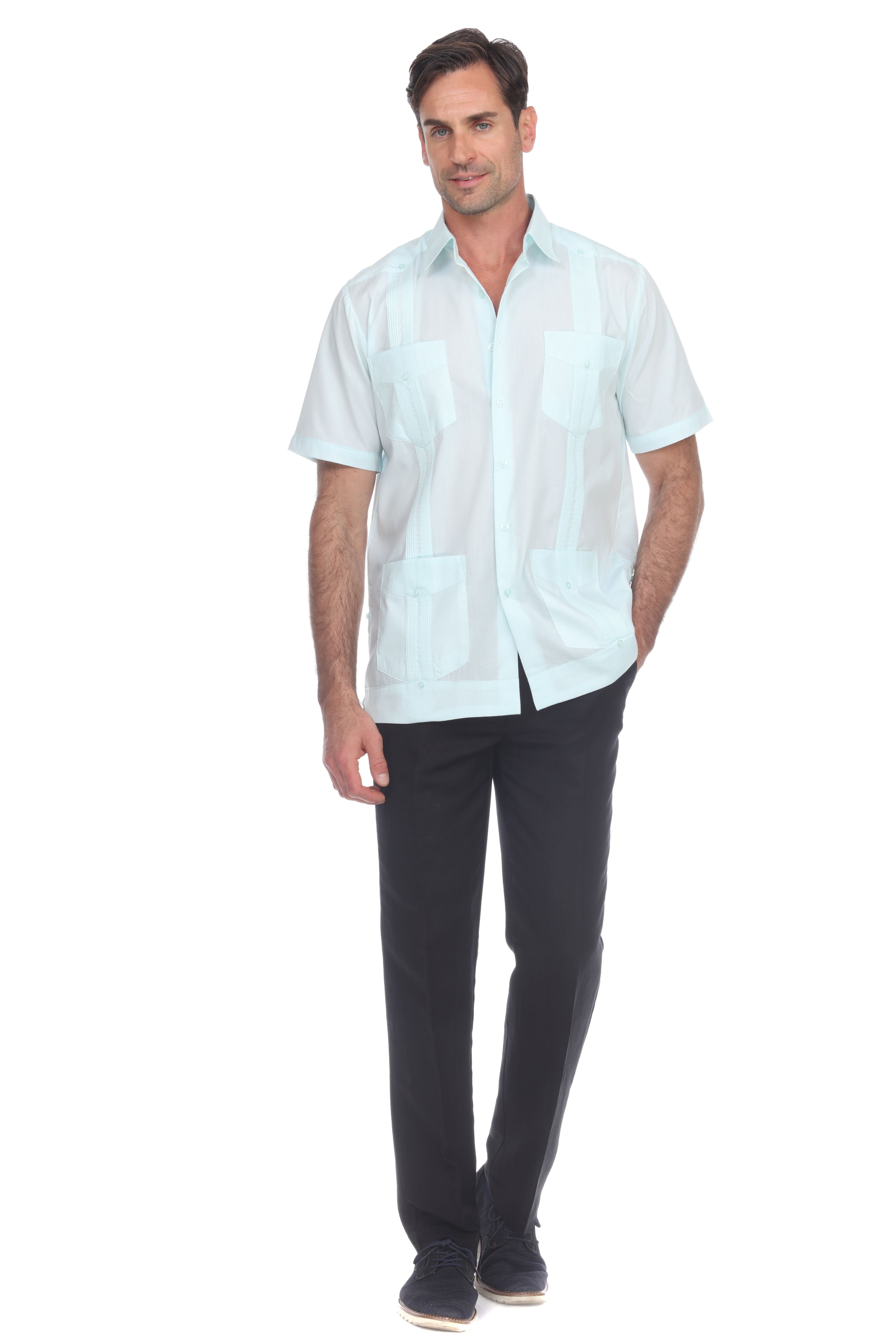 Classic Cotton Blend Guayabera Shirt Short Sleeve