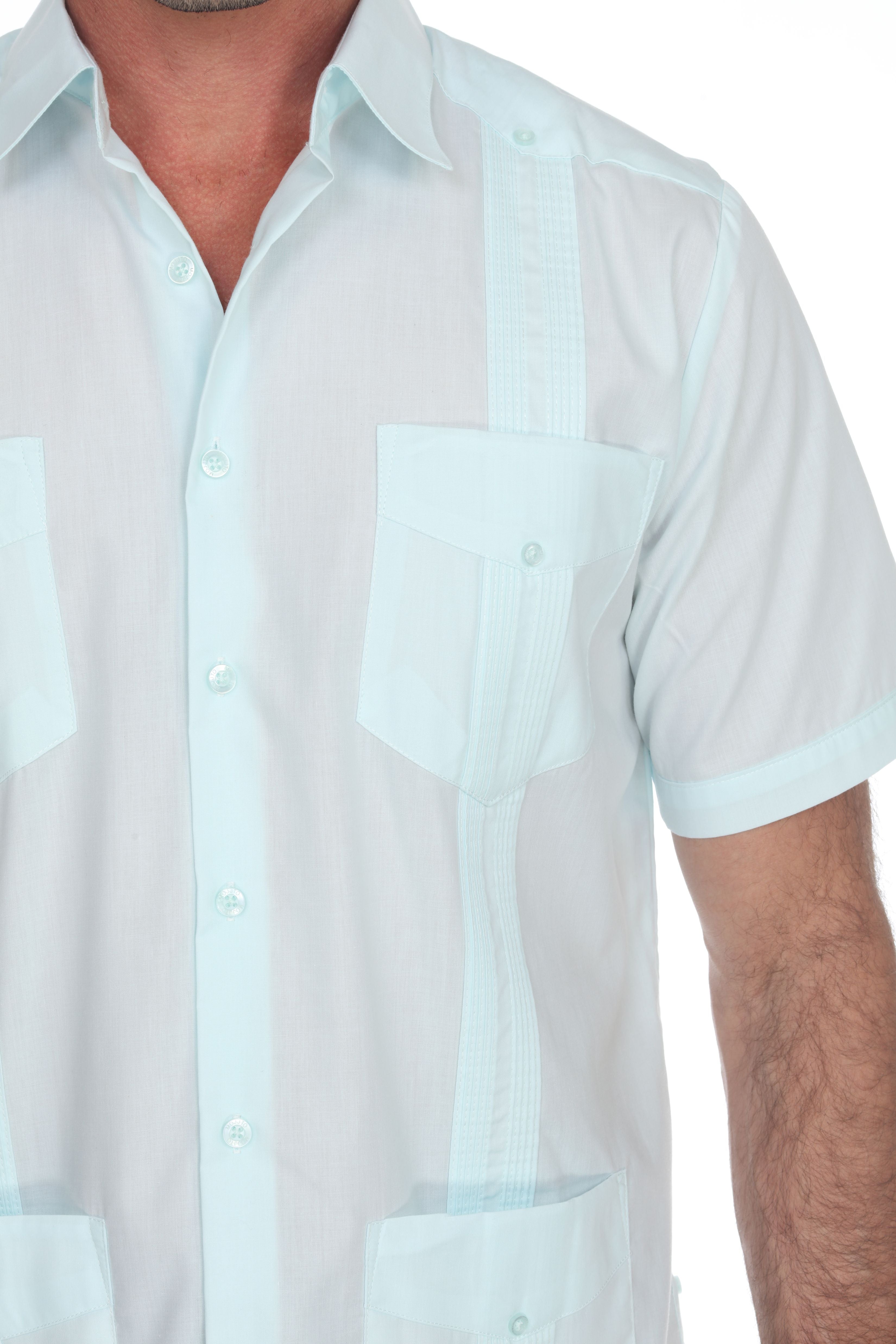 Classic Cotton Blend Guayabera Shirt Short Sleeve