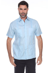Guayabera clásica de mezcla de algodón de manga corta