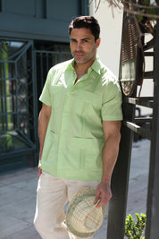 Men's Plus Size Classic Four-Pocket Short Sleeve Guayabera Shirt 3X-8X