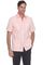 Men's light pink short sleeve guayabera shirt featuring a sharp collar and traditional heritage styling.