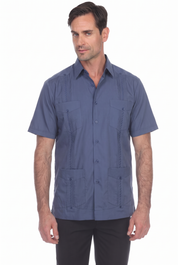 Classic Cotton Blend Guayabera Shirt Short Sleeve