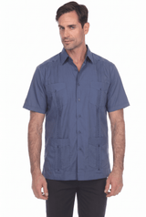 Guayabera clásica de mezcla de algodón de manga corta