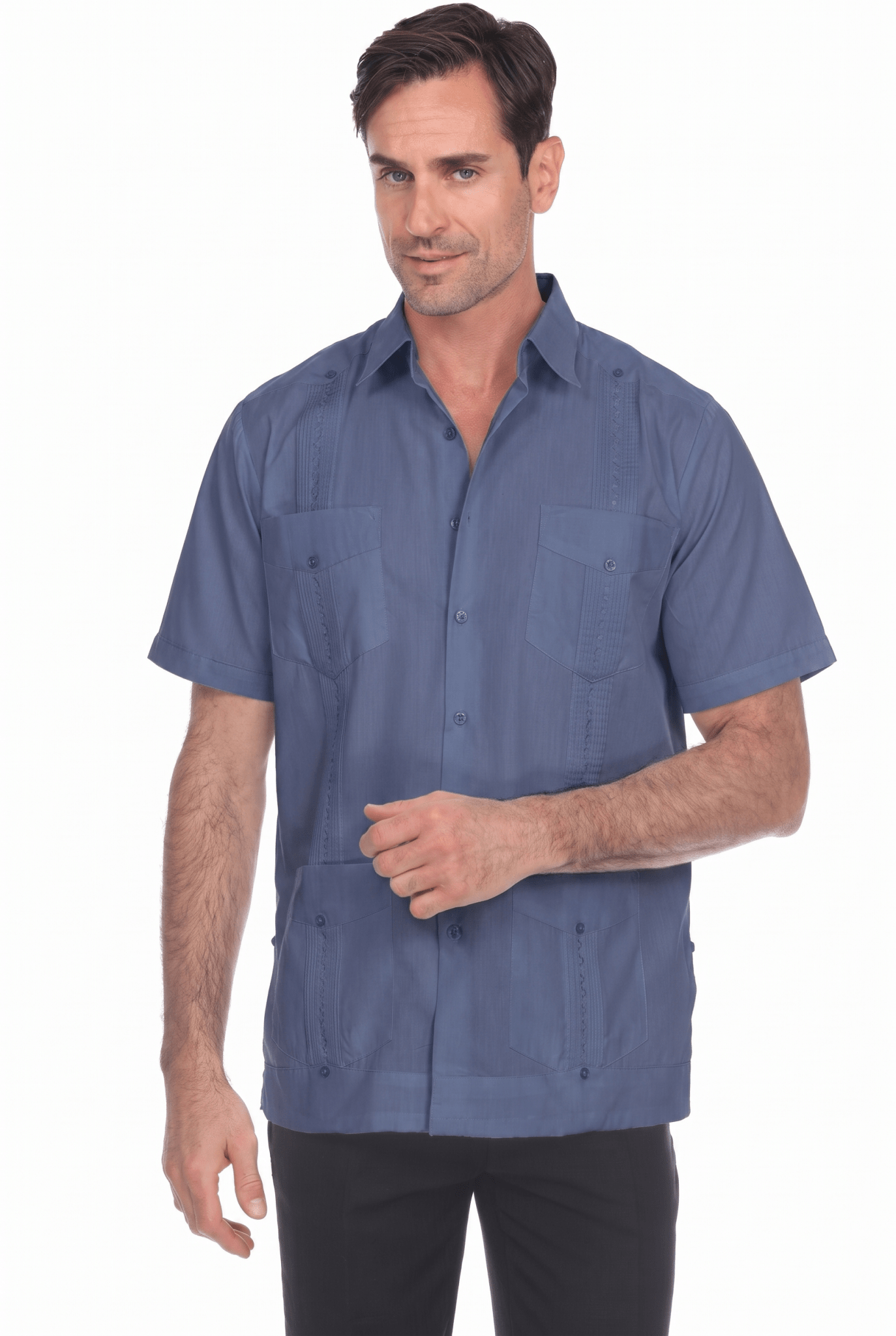 Guayabera clásica de mezcla de algodón de manga corta