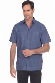 Classic Cotton Blend Guayabera Shirt Short Sleeve