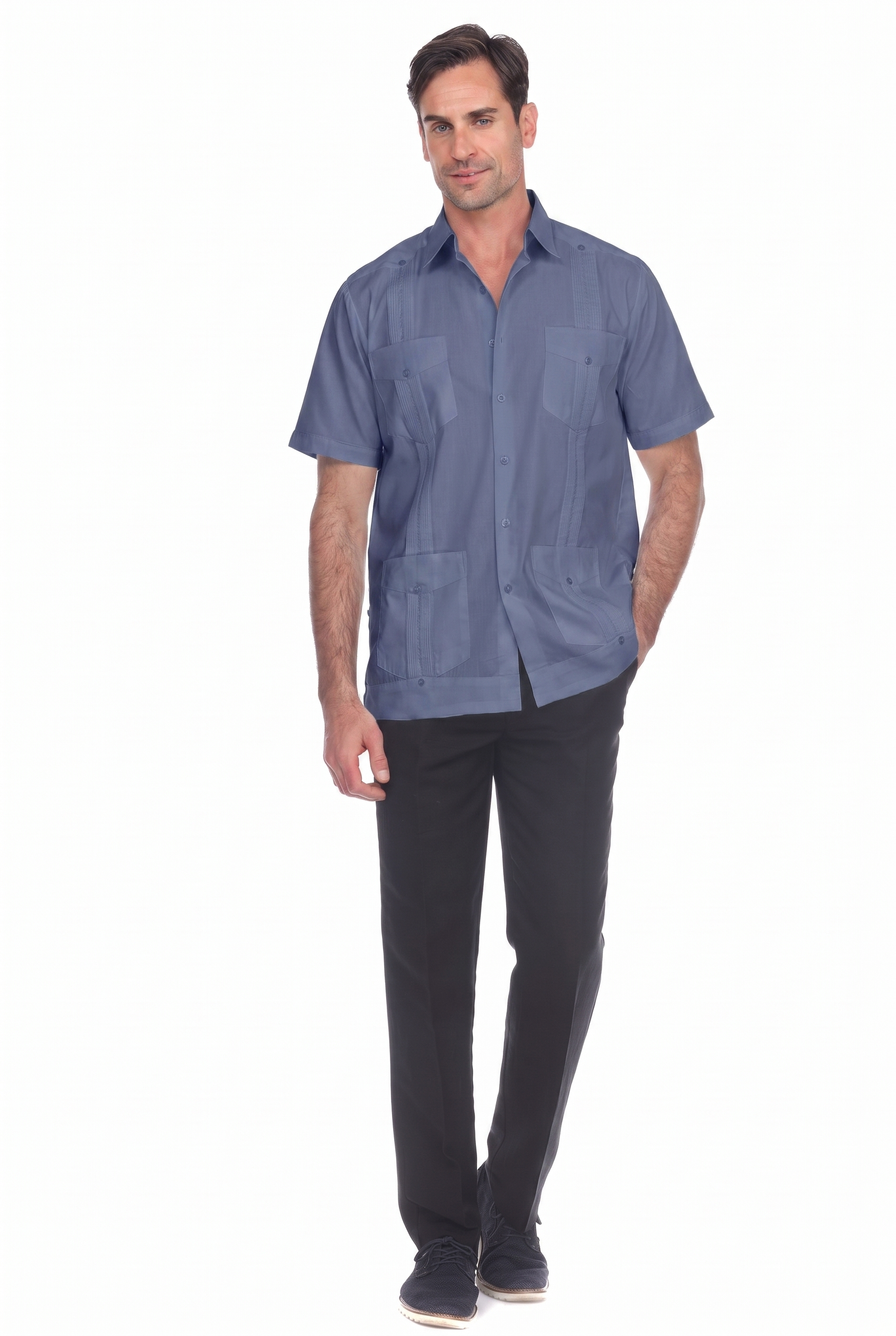 Classic Cotton Blend Guayabera Shirt Short Sleeve