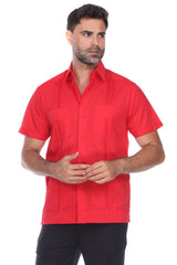 Guayabera clásica de mezcla de algodón de manga corta