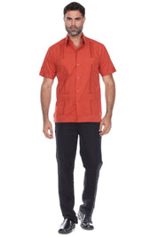 Big and Tall Cotton Blend Four Pocket Guayabera Short Sleeve