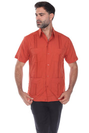 Big and Tall Cotton Blend Four Pocket Guayabera Short Sleeve