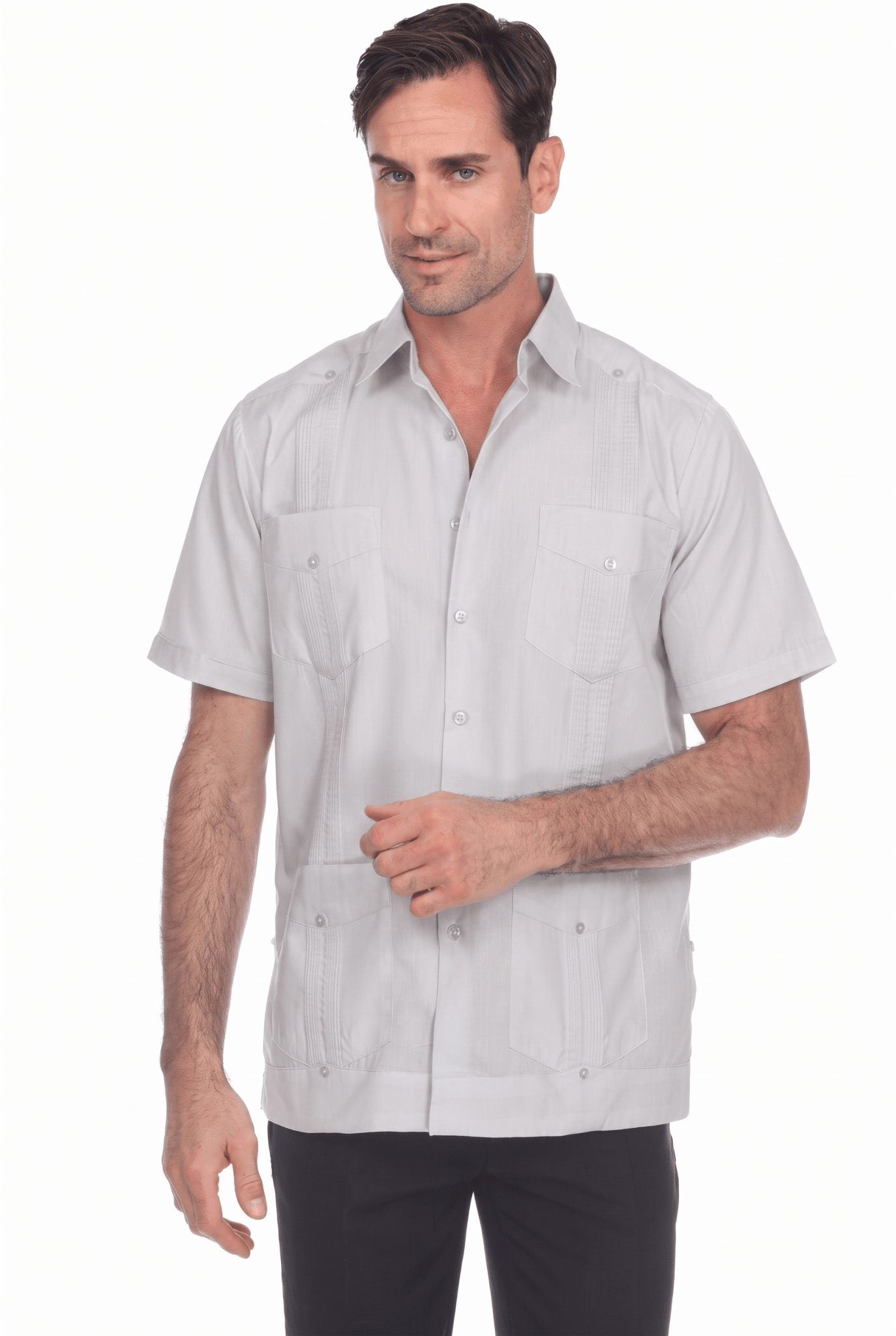Guayabera clásica de mezcla de algodón de manga corta