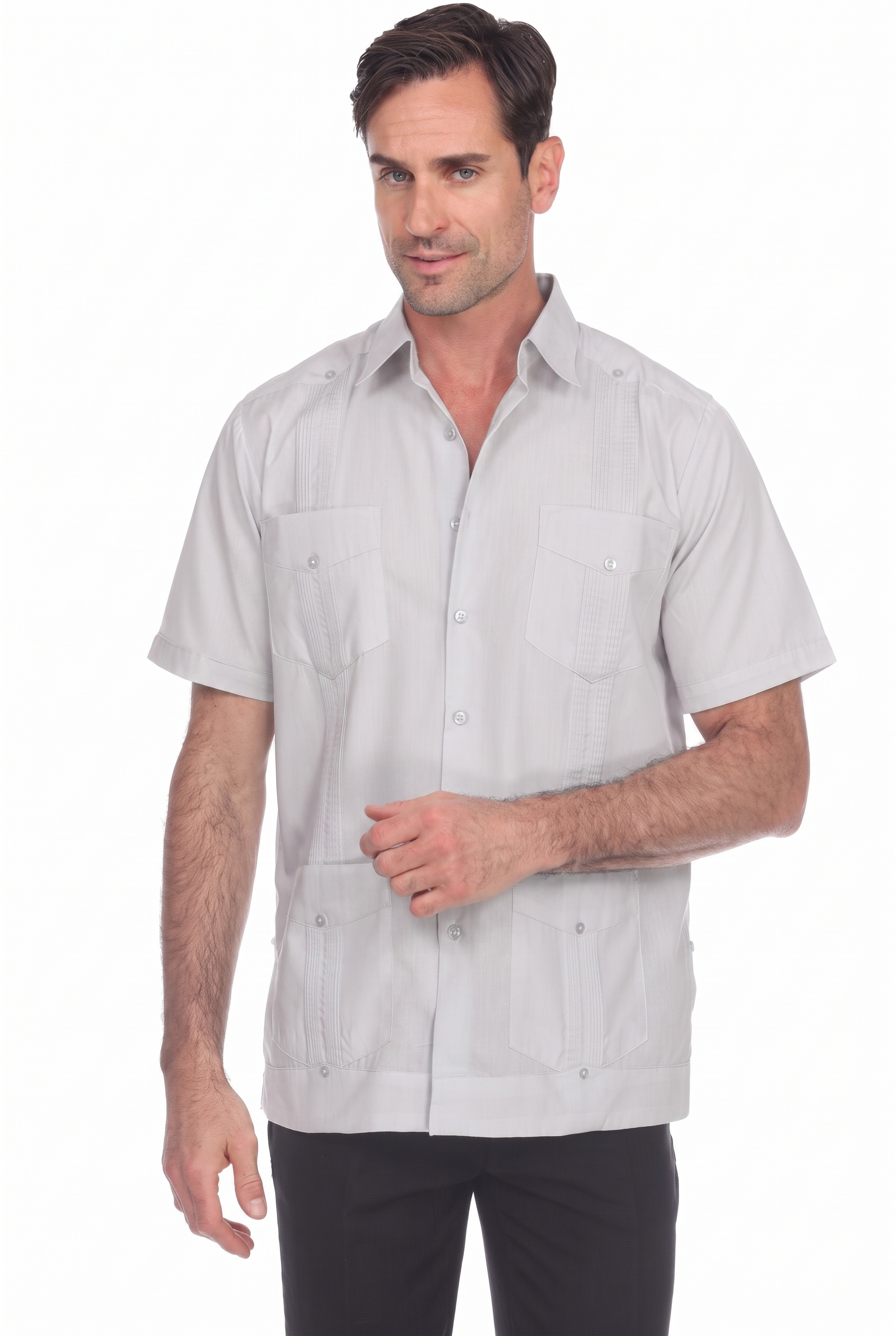Classic Cotton Blend Guayabera Shirt Short Sleeve