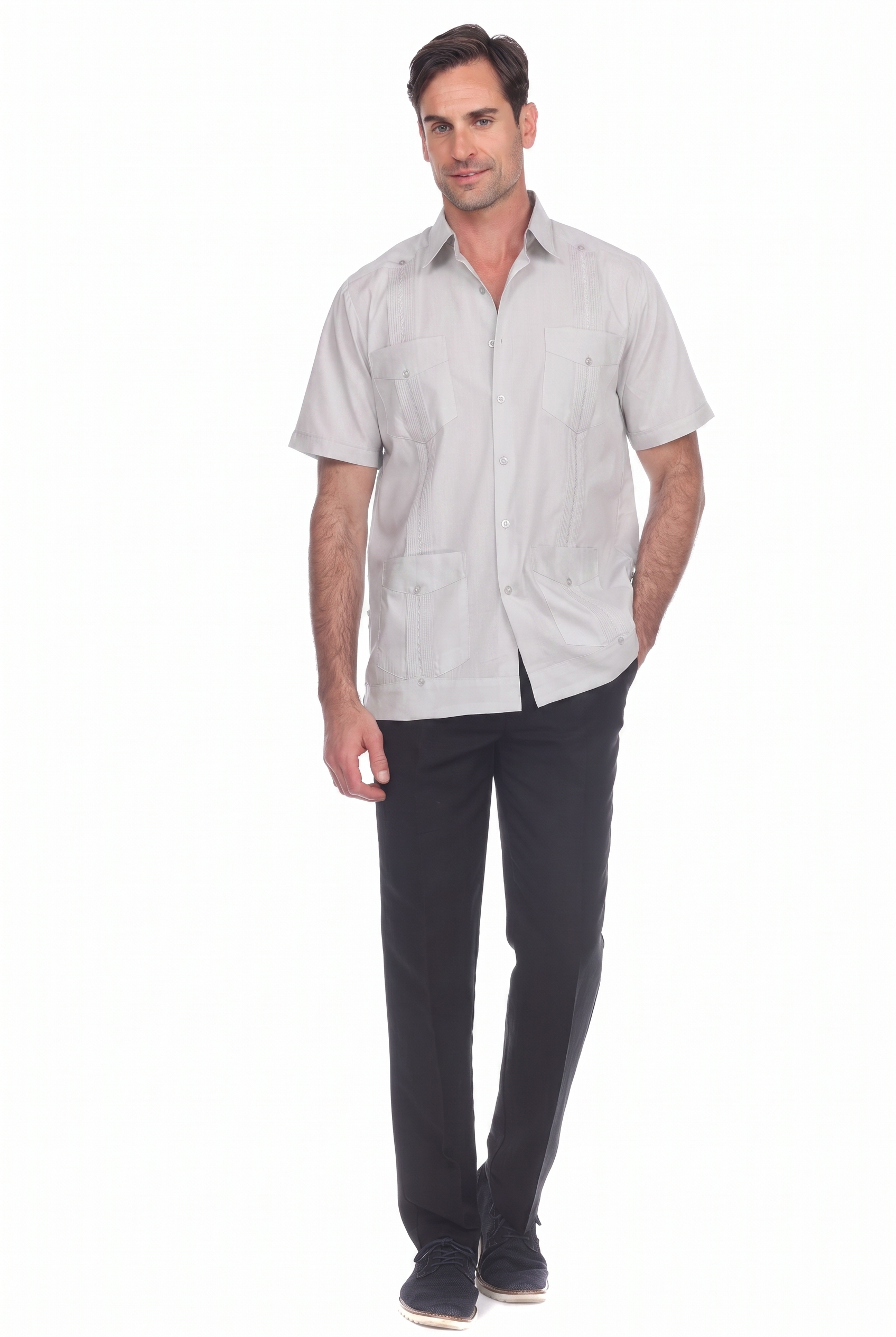 Classic Cotton Blend Guayabera Shirt Short Sleeve