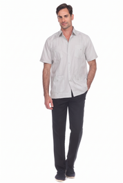 Classic Cotton Blend Guayabera Shirt Short Sleeve