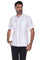 White men's short sleeve guayabera shirt featuring a traditional 4-pocket front and subtle pleats.