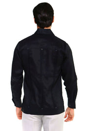 Guayabera clásica de mezcla de algodón de manga larga