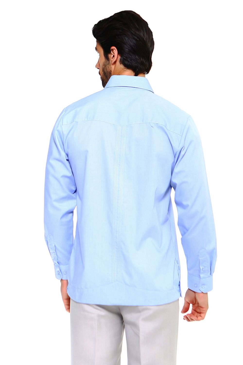 Men's Plus Size Classic Four-Pocket Long Sleeve Guayabera Shirt 3X-8X