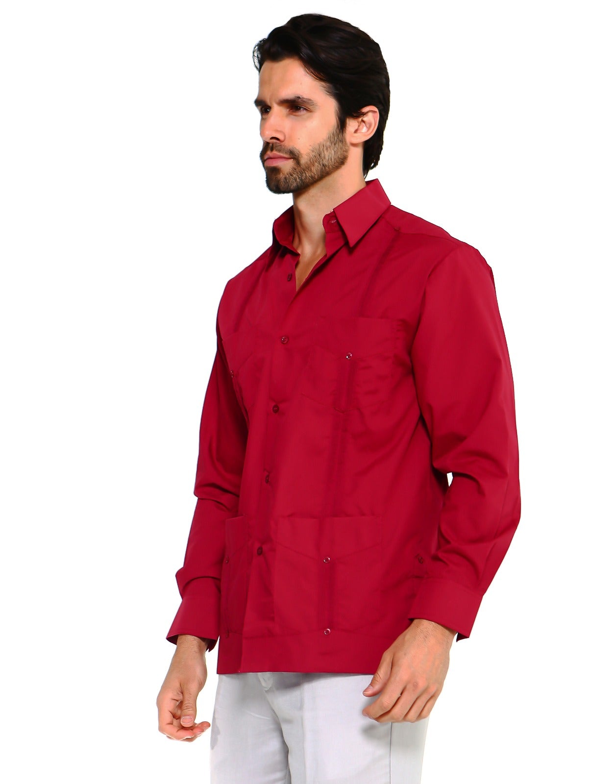 Classic Cotton Blend Guayabera Shirt Long Sleeve