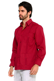 Guayabera clásica de mezcla de algodón de manga larga