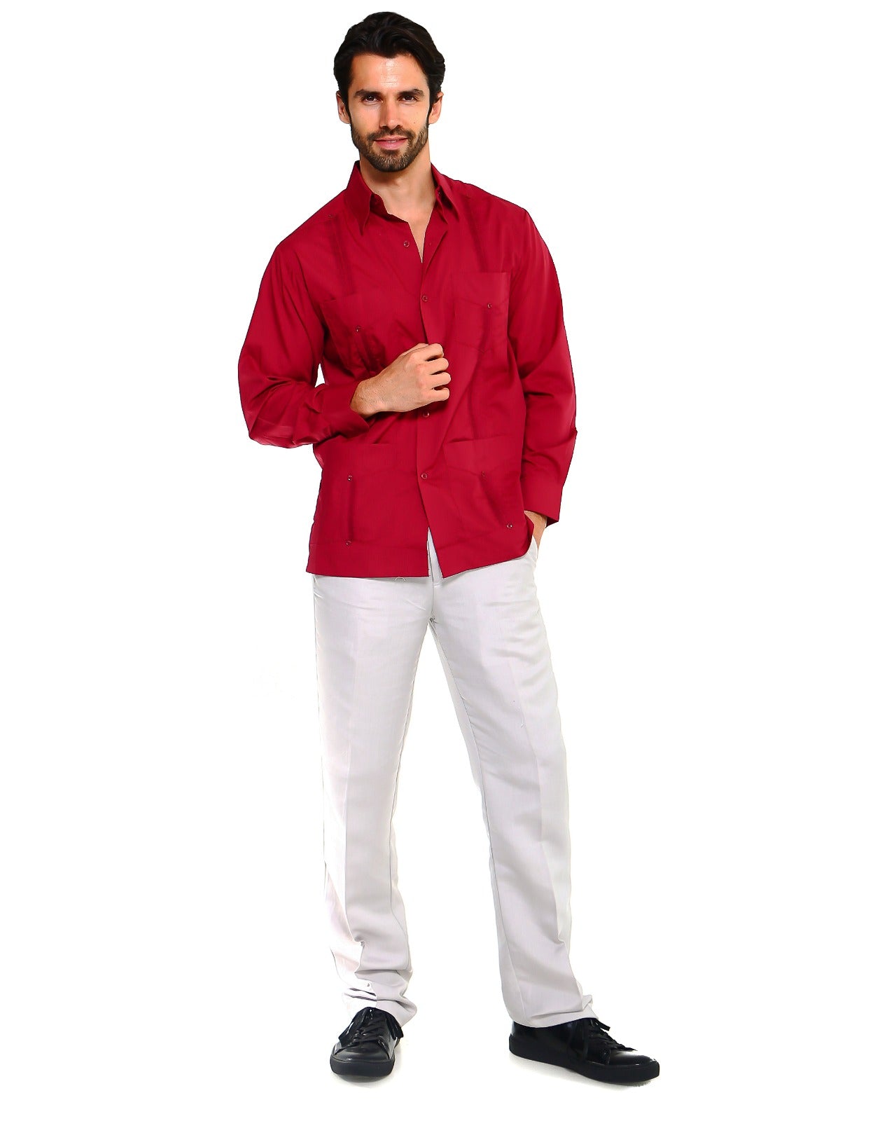 Classic Cotton Blend Guayabera Shirt Long Sleeve