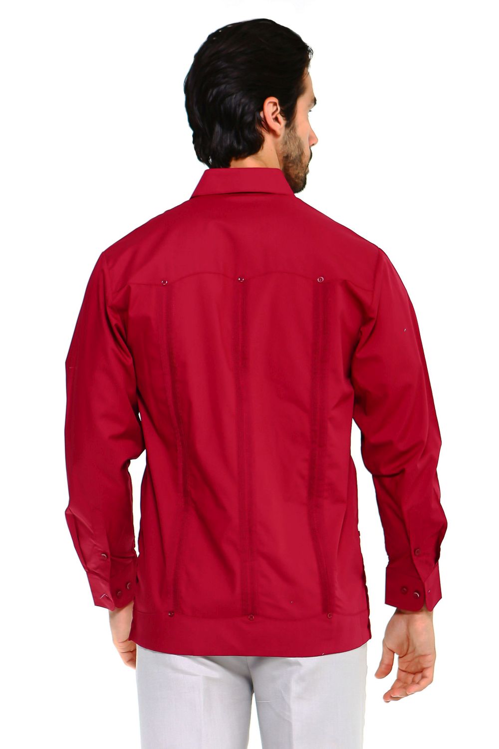 Men's Plus Size Classic Four-Pocket Long Sleeve Guayabera Shirt 3X-8X