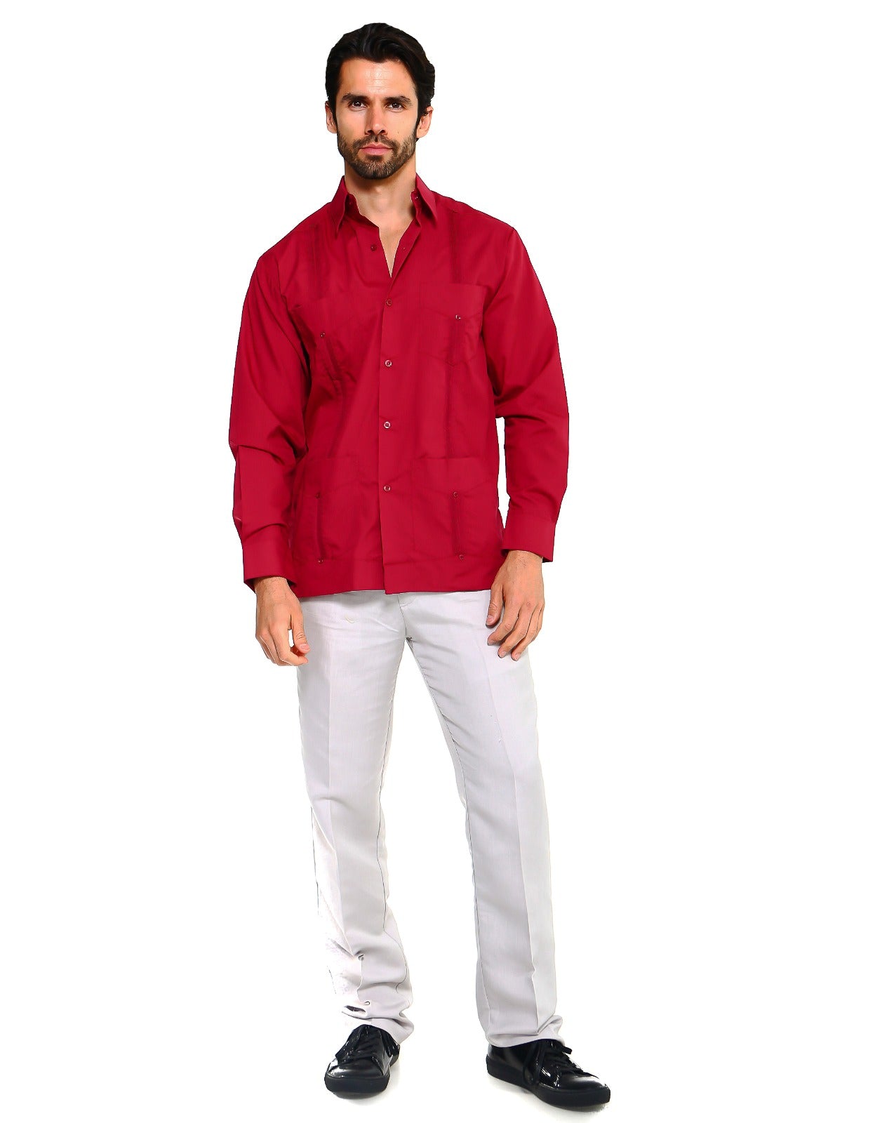 Classic Cotton Blend Guayabera Shirt Long Sleeve