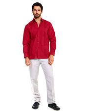 Classic Cotton Blend Guayabera Shirt Long Sleeve
