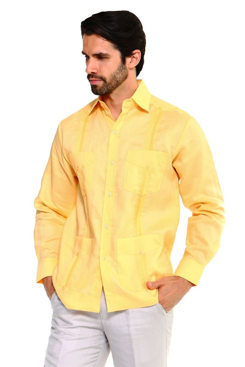 Classic Cotton Blend Guayabera Shirt Long Sleeve