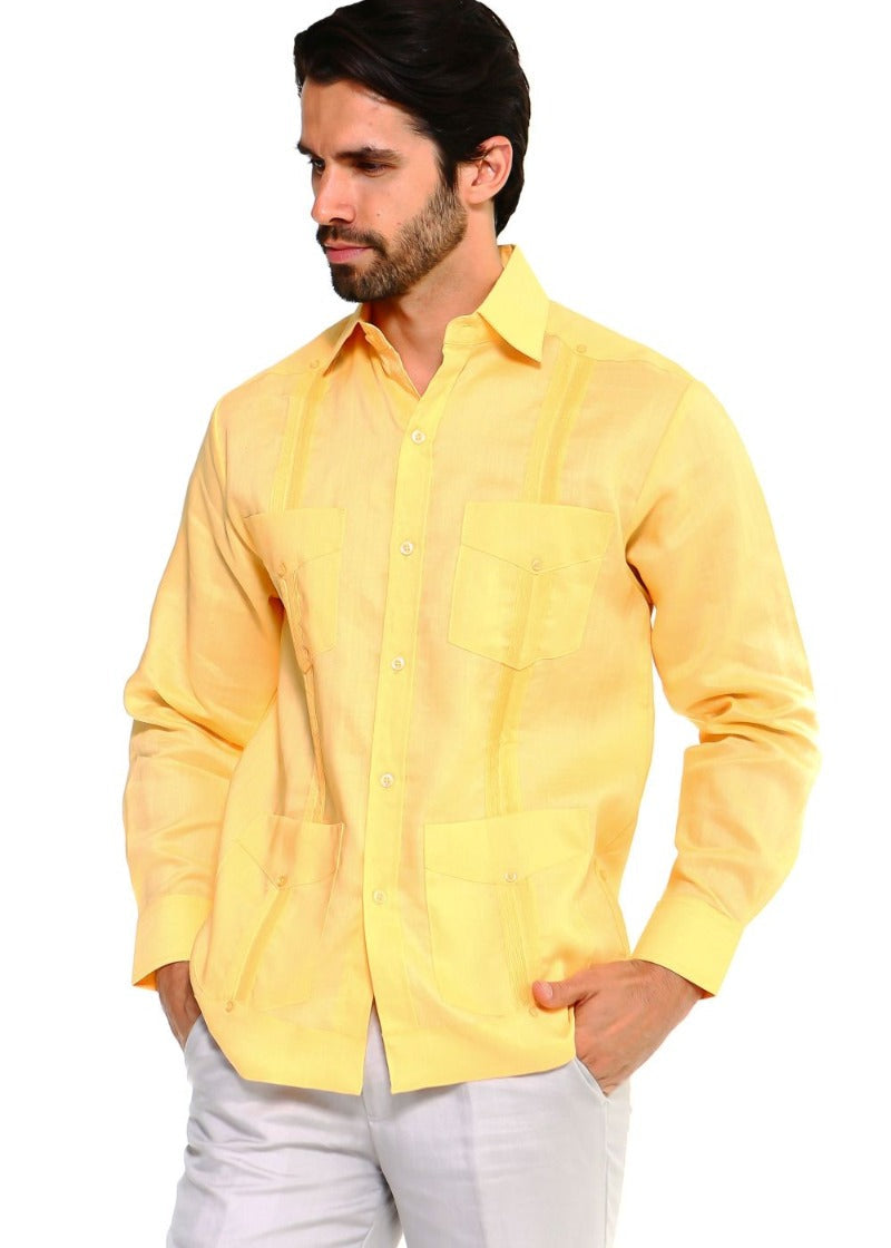 Classic Cotton Blend Guayabera Shirt Long Sleeve
