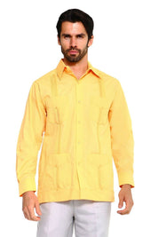 Guayabera clásica de mezcla de algodón de manga larga