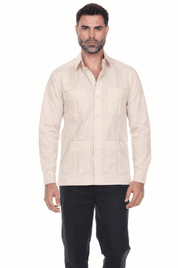 Big and Tall Cotton Blend Four Pocket Guayabera Long Sleeve