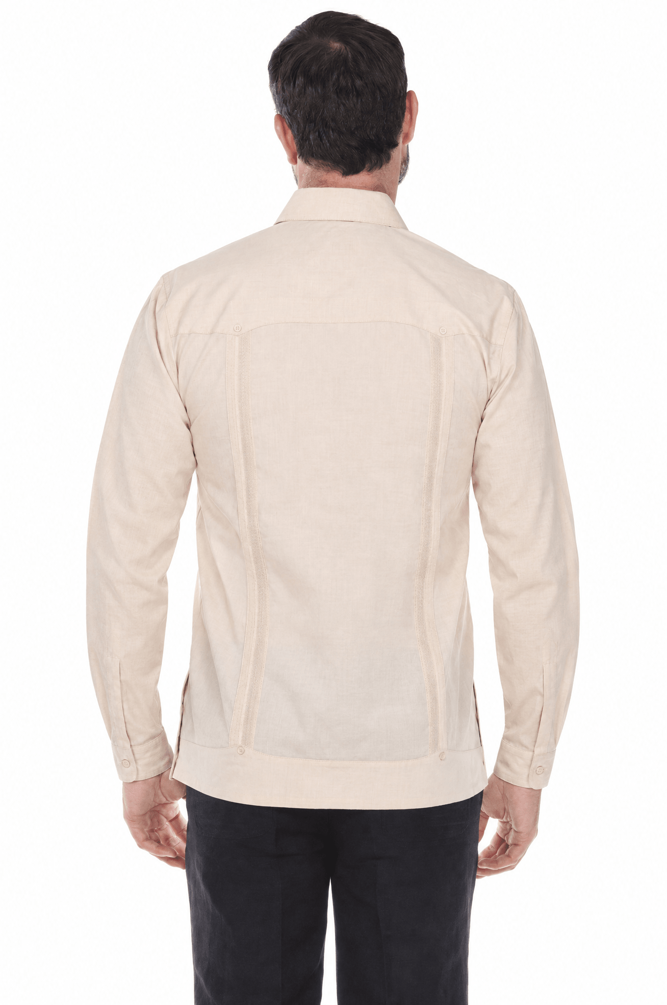 Big and Tall Cotton Blend Four Pocket Guayabera Long Sleeve