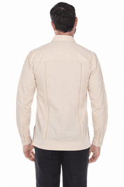 Big and Tall Cotton Blend Four Pocket Guayabera Long Sleeve