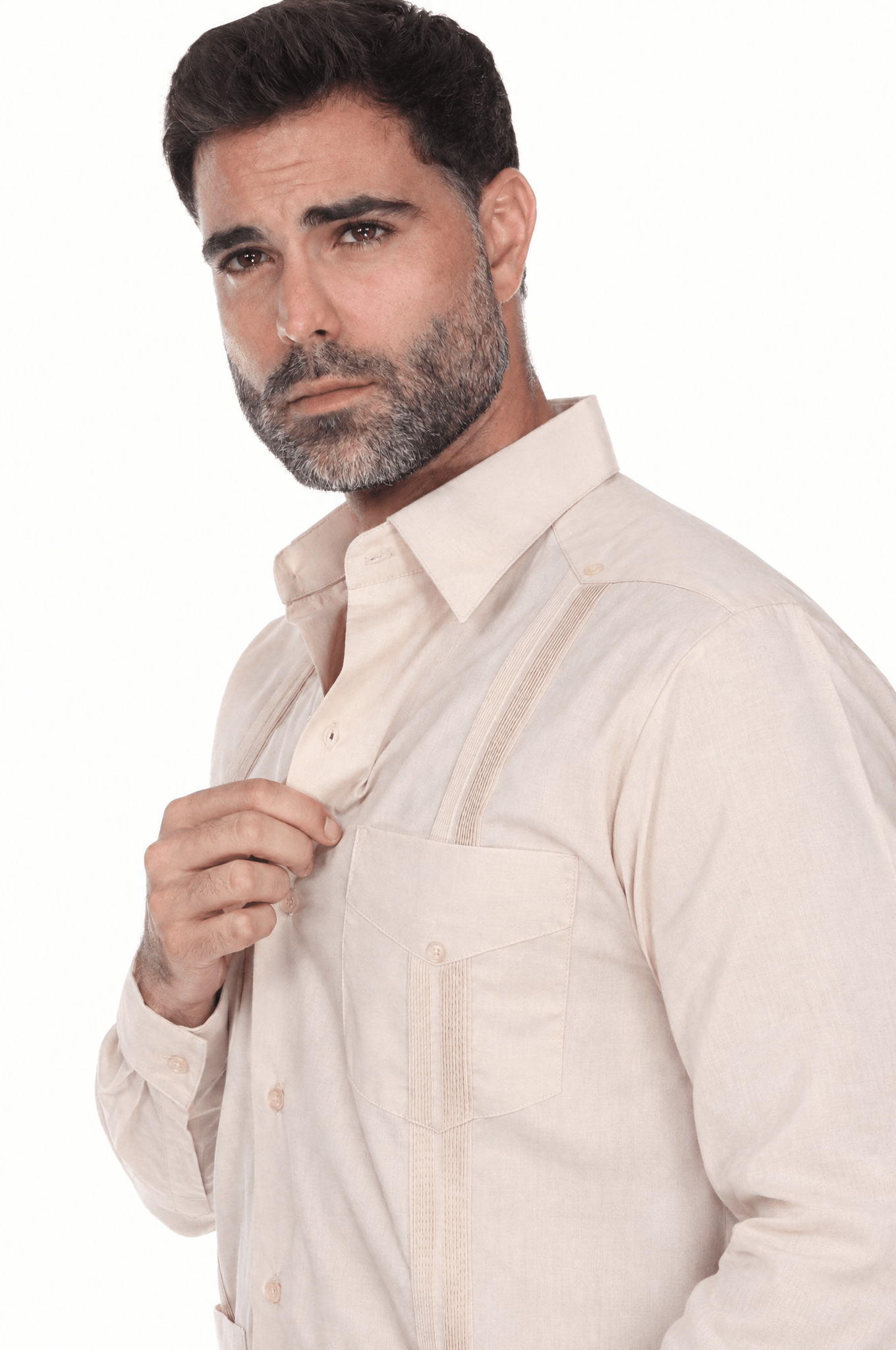 Big and Tall Cotton Blend Four Pocket Guayabera Long Sleeve