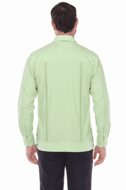 Big and Tall Cotton Blend Four Pocket Guayabera Long Sleeve