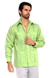 Classic Cotton Blend Guayabera Shirt Long Sleeve