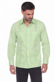 Classic Cotton Blend Guayabera Shirt Long Sleeve