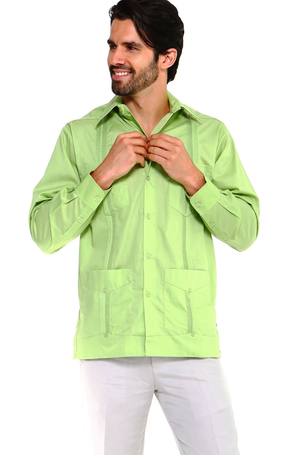 Classic Cotton Blend Guayabera Shirt Long Sleeve