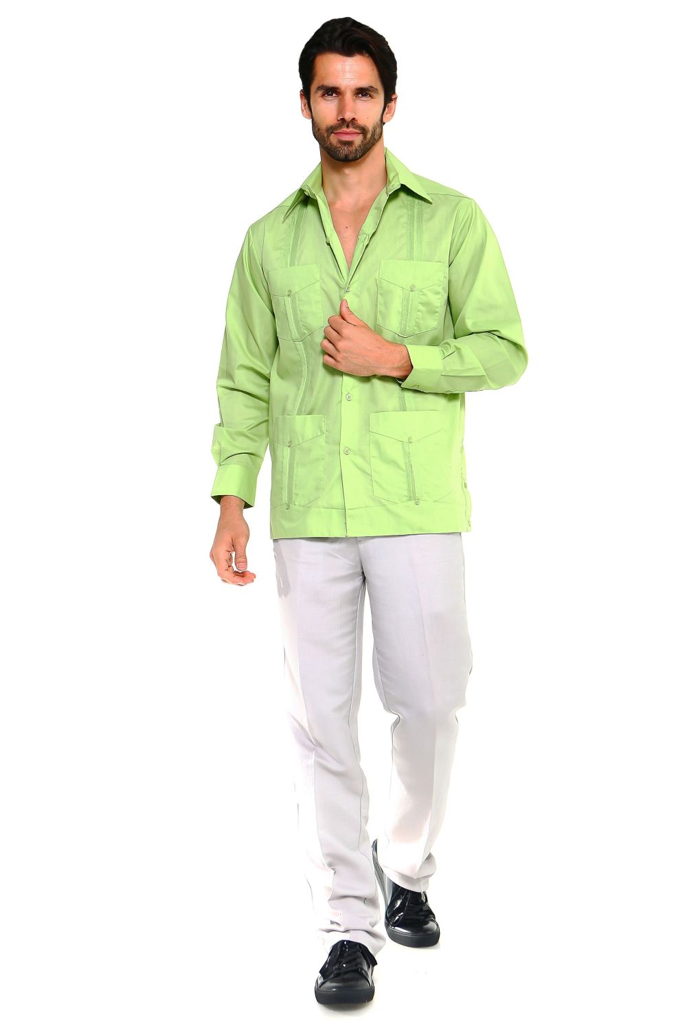 Classic Cotton Blend Guayabera Shirt Long Sleeve