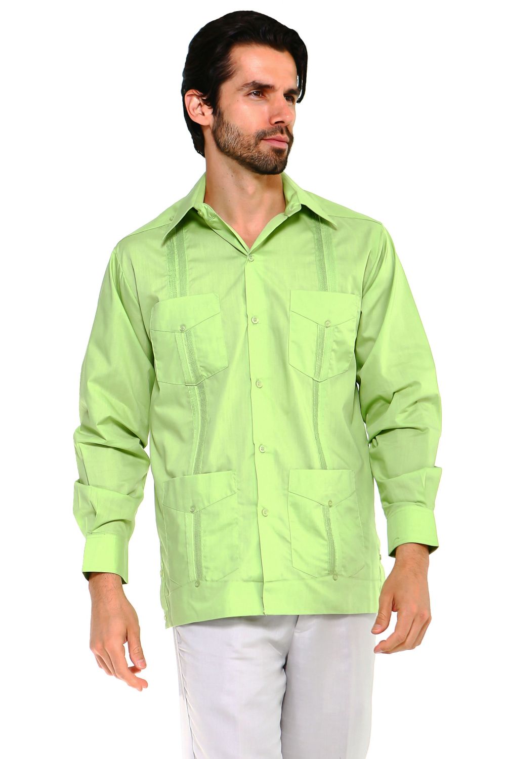 Classic Cotton Blend Guayabera Shirt Long Sleeve