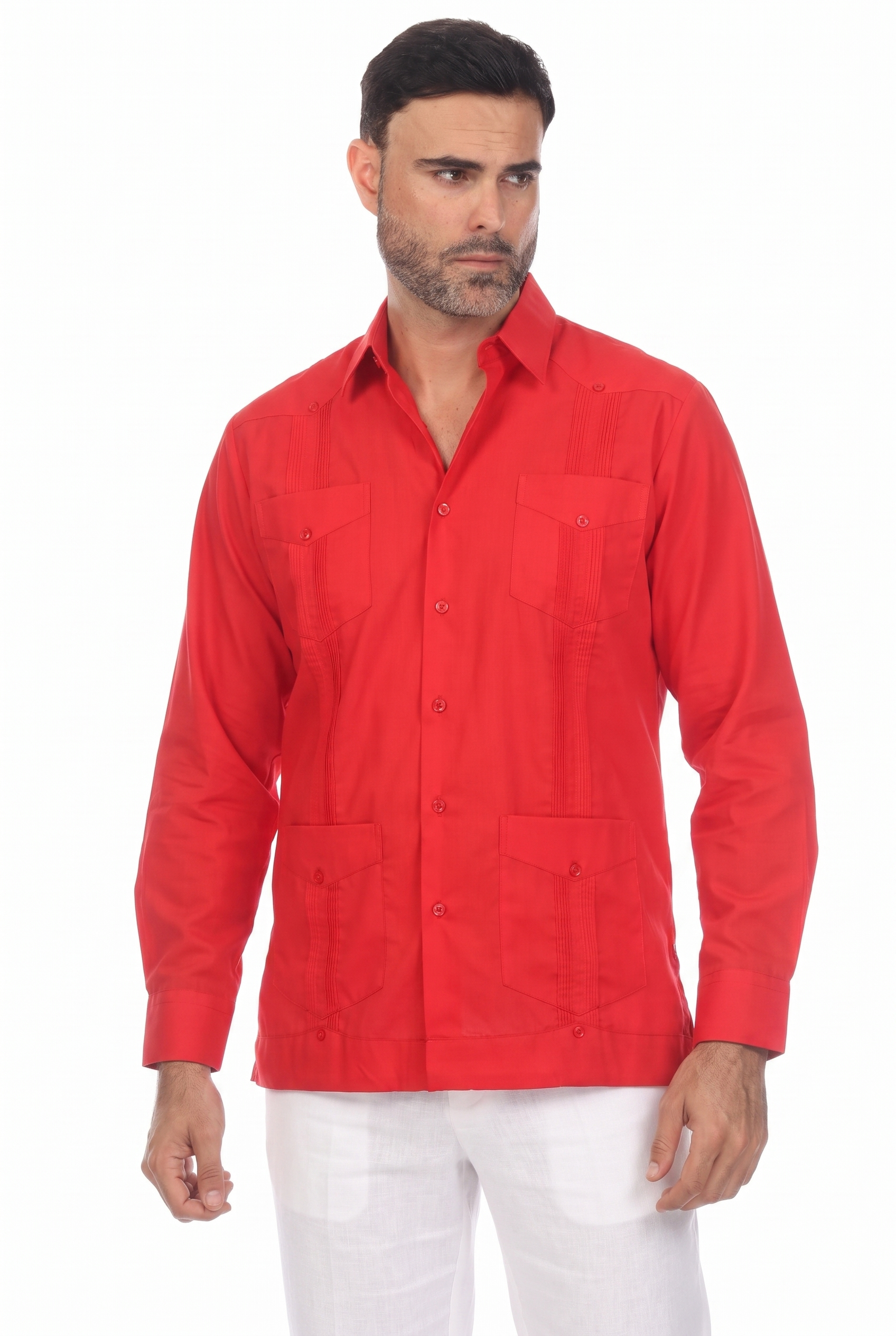 Classic Cotton Blend Guayabera Shirt Long Sleeve