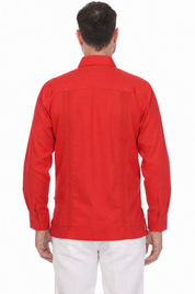 Big and Tall Cotton Blend Four Pocket Guayabera Long Sleeve