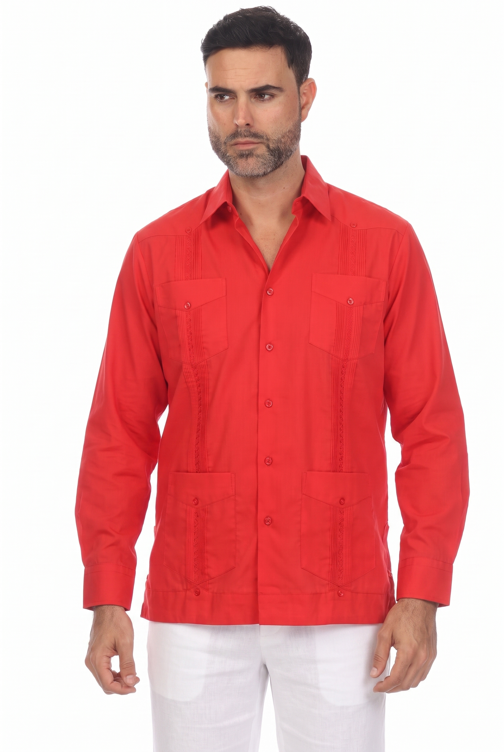 Classic Cotton Blend Guayabera Shirt Long Sleeve