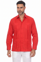 Classic Cotton Blend Guayabera Shirt Long Sleeve