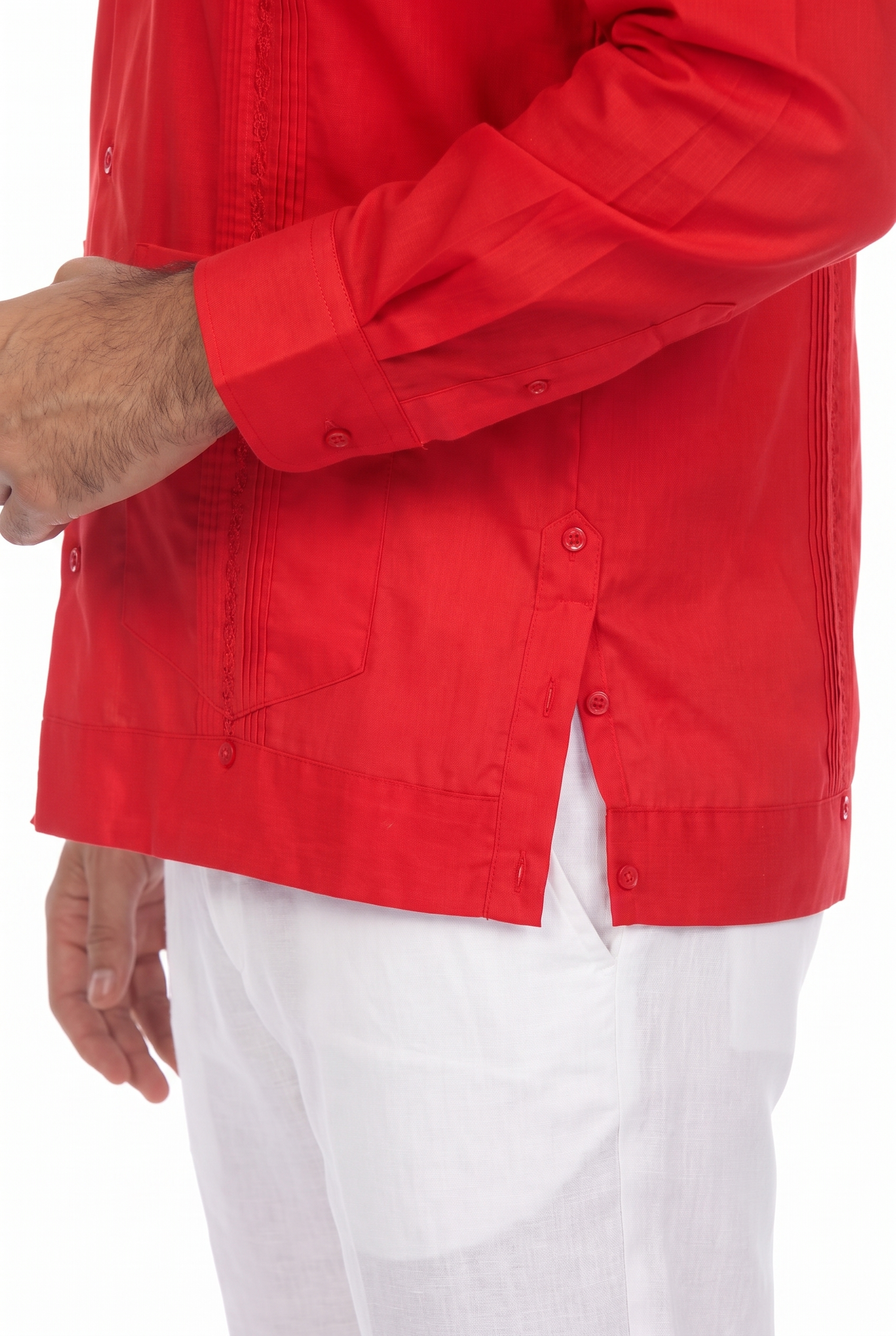 Classic Cotton Blend Guayabera Shirt Long Sleeve
