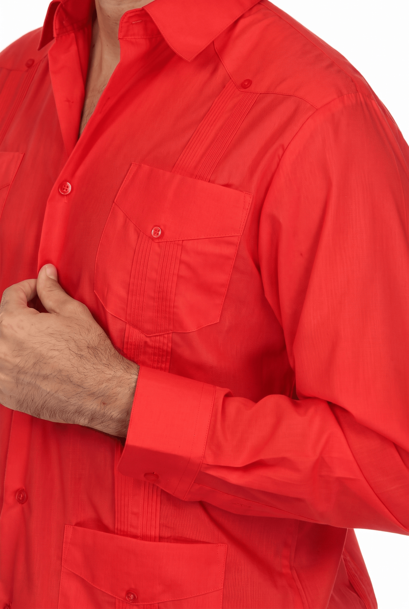 Guayabera clásica de mezcla de algodón de manga larga
